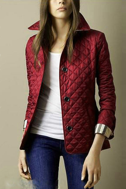 Women's quilted jacket slim fit with notch collar – Elegant transitional jacket for everyday and office use