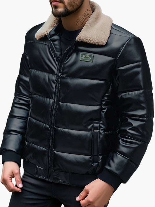 Herren Steppjacke im Casual Stil mit Teddykragen – Perfekt für Alltag & Freizeit
