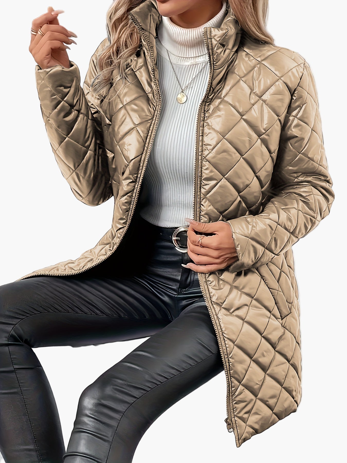 Women's quilted jacket with zipper – fashionable transitional jacket for everyday and leisure use