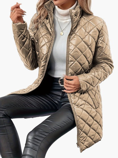 Women's quilted jacket with zipper – fashionable transitional jacket for everyday and leisure use