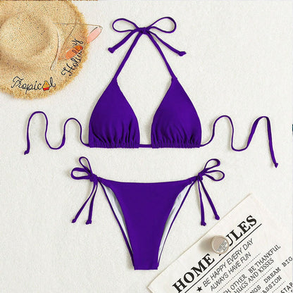 Helen – Bikinis with tied halter in solid color