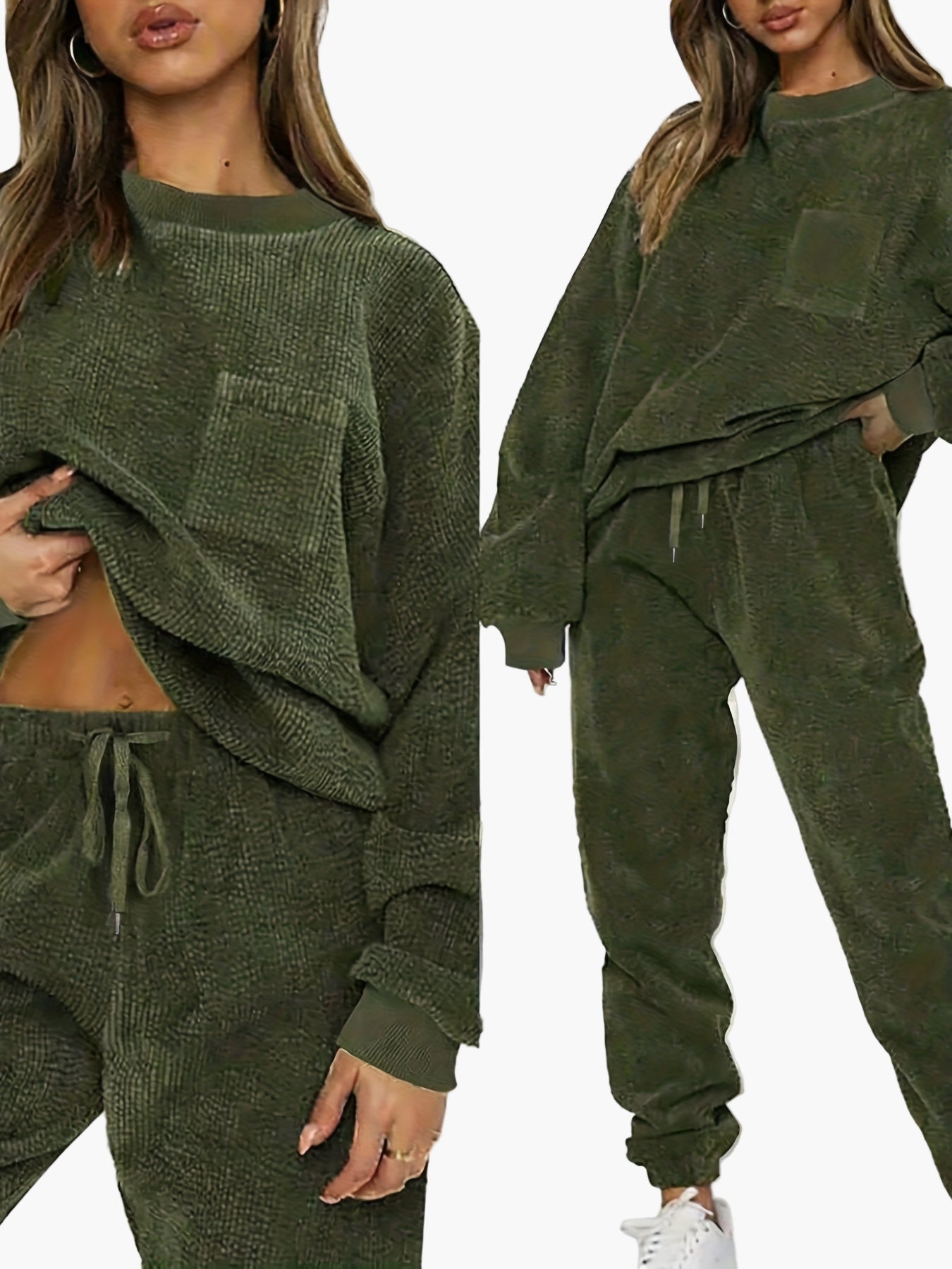 Women's casual loungewear set with loose fit – pullover & jogging pants for autumn and winter