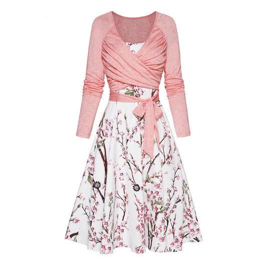 Sarah – Stricktop mit modischem Druck im Zweiteiler-Set