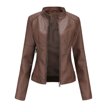 Georgina – Dünne Vegane Jacke mit Stehkragen im Slim-Fit