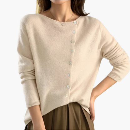 Women's cardigan with asymmetrical button placket – Elegant casual fashion