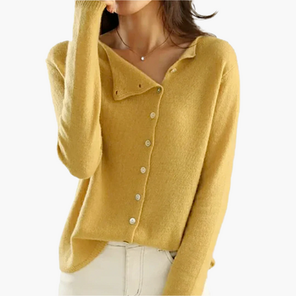 Women's cardigan with asymmetrical button placket – Elegant casual fashion