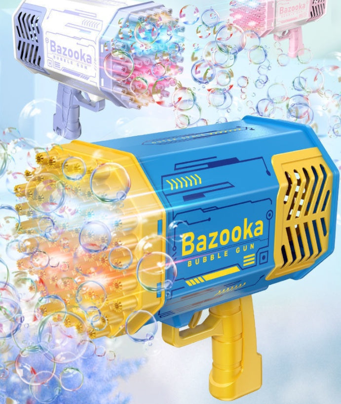Kinder Bazooka Bubble Gun – Elektrische Seifenblasenpistole mit 69 Düsen, wiederaufladbar, für Jungen und Mädchen, Outdoor-Spielzeug