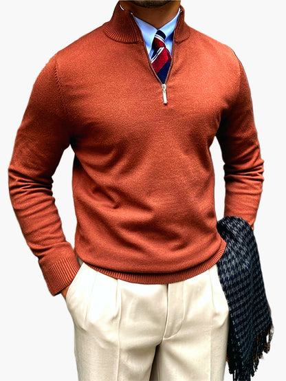 Men's Sweater with Stand-up Collar and Zipper – Elegant Business and Casual Look