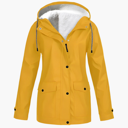 Women's Winter Rain Jacket with Fleece Lining – Waterproof Outdoor Jacket for Cold Days