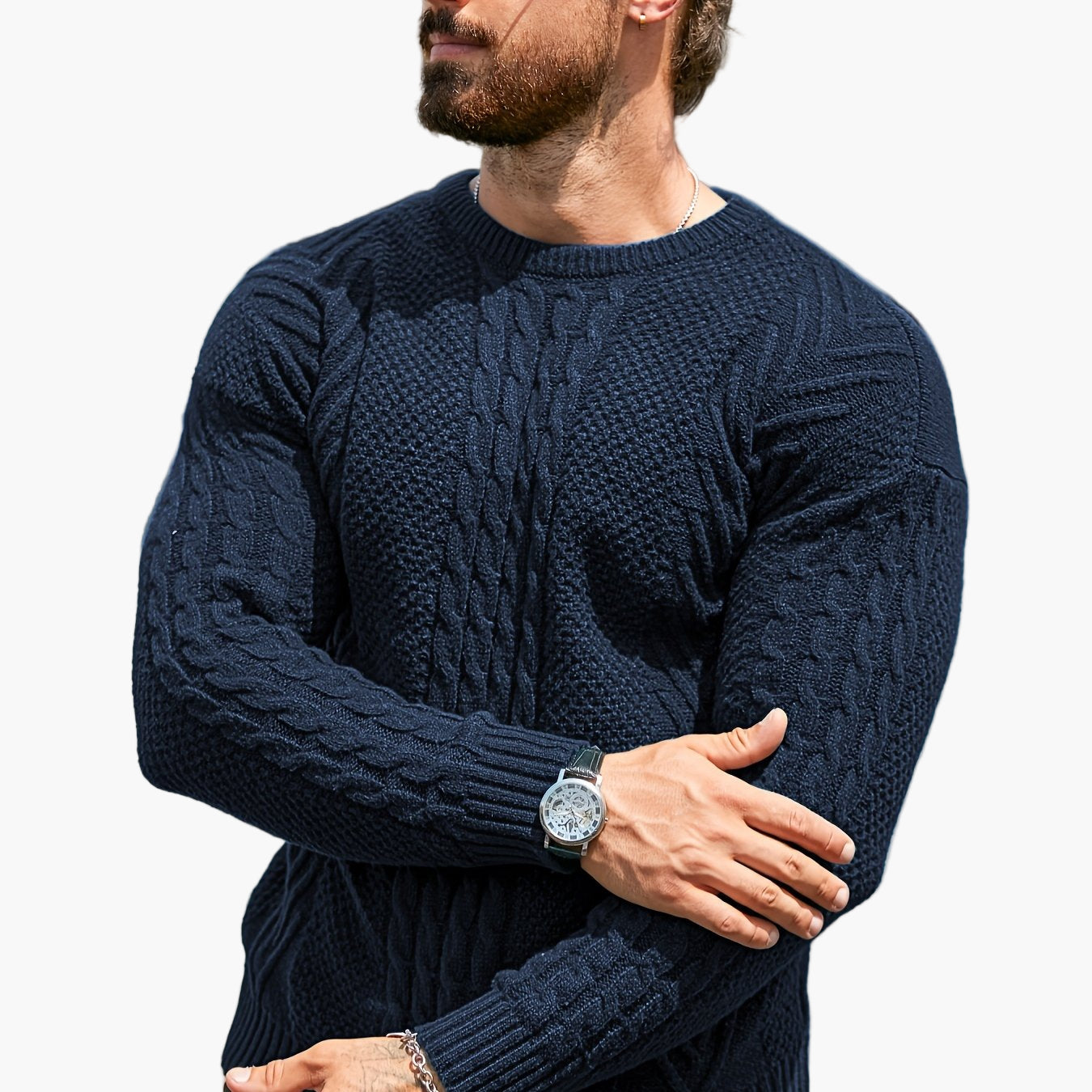 Men's knitted sweater in casual style – fashionable leisure sweater for autumn and winter