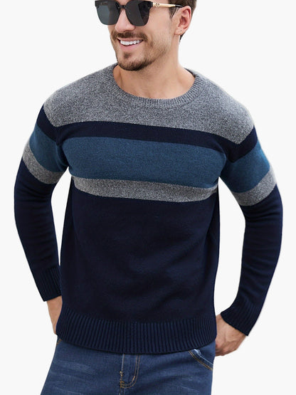Men's Sweater with Stripe Pattern – Modern Casual Look for Autumn and Winter
