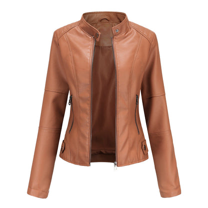 Georgina – Dünne Vegane Jacke mit Stehkragen im Slim-Fit