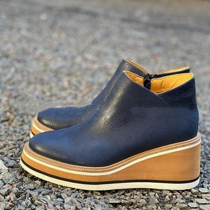 Zoe – Flache Stiefel mit seitlichem Reißverschluss für Herbst und Winter