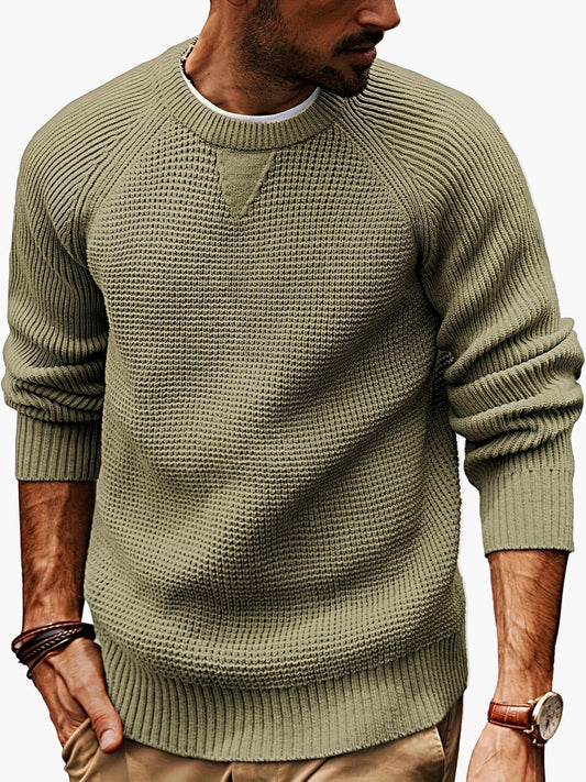 Men's knitted sweater vintage style – casual crew neck sweater for everyday and leisure