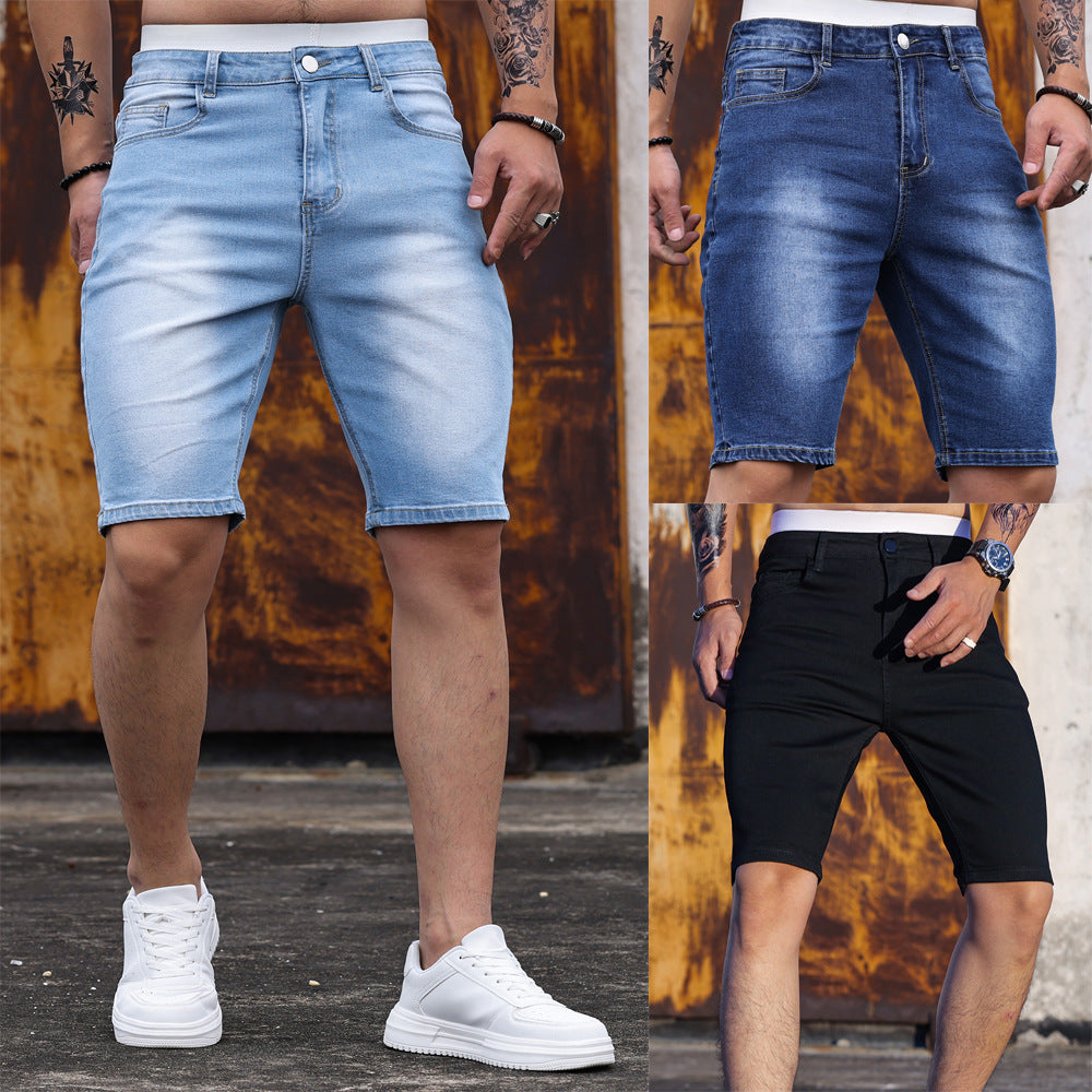 Percy – Drei-Farben Stretchenge Denim Shorts