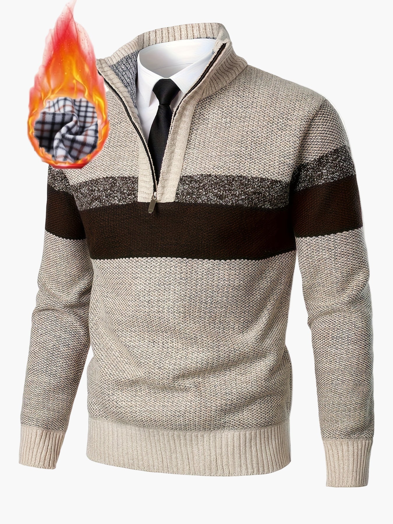 Men's knitted pullover with quarter zipper – fashionable casual style for autumn & winter