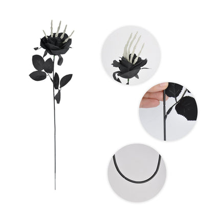 Halloween decoration artificial flowers roses with skeleton hand – spooky party decoration