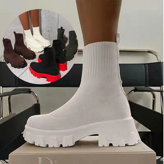 Fiona – Chunky Heels Sock Boots mit Plattform