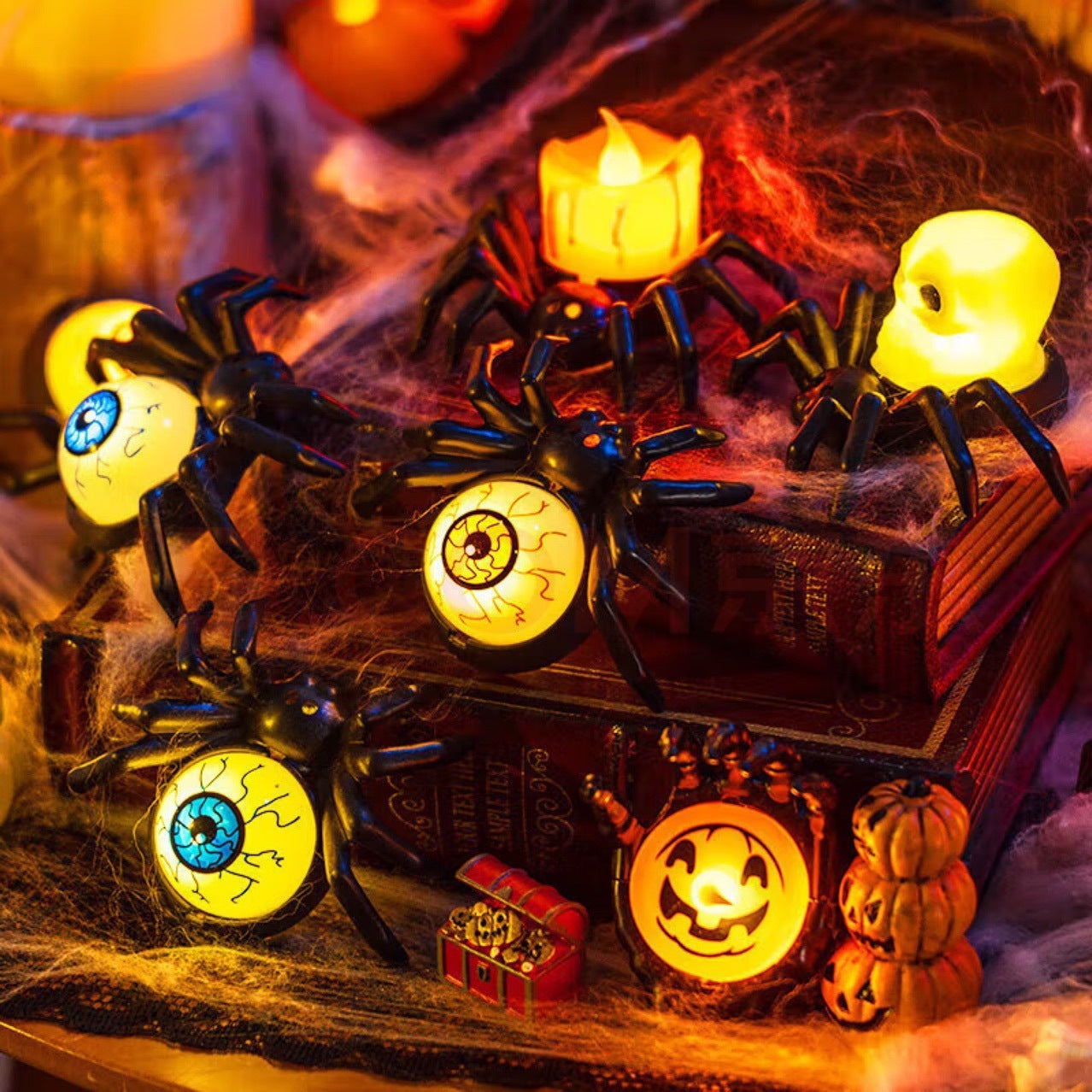 Halloween spider candle lamp for spooky decorations and parties