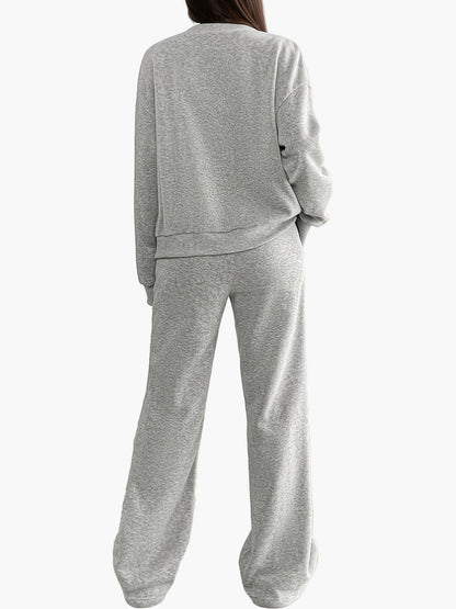 Women's loungewear set – comfortable casual suit with button placket for home and everyday use