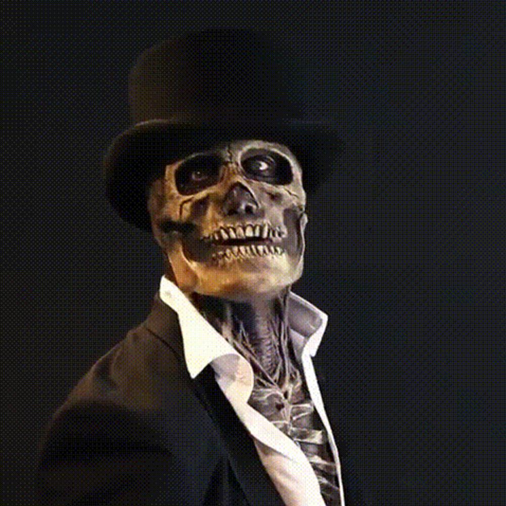 Halloween Skeleton Mask with Top Hat – Unisex Scary Costume for Parties & Decoration