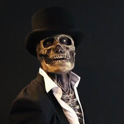 Halloween Skeleton Mask with Top Hat – Unisex Scary Costume for Parties & Decoration