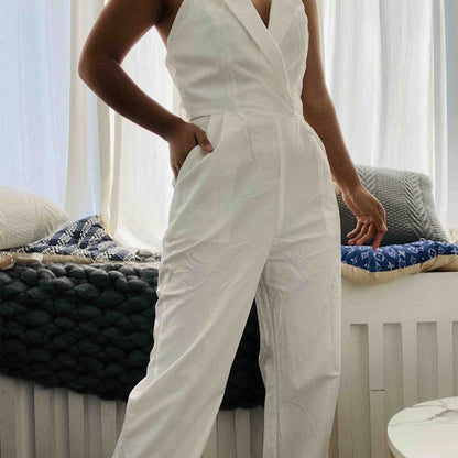 Damen Eleganter Trägerloser Jumpsuit mit Weitem Bein – Stilvoller Overall für Besondere Anlässe und Partys
