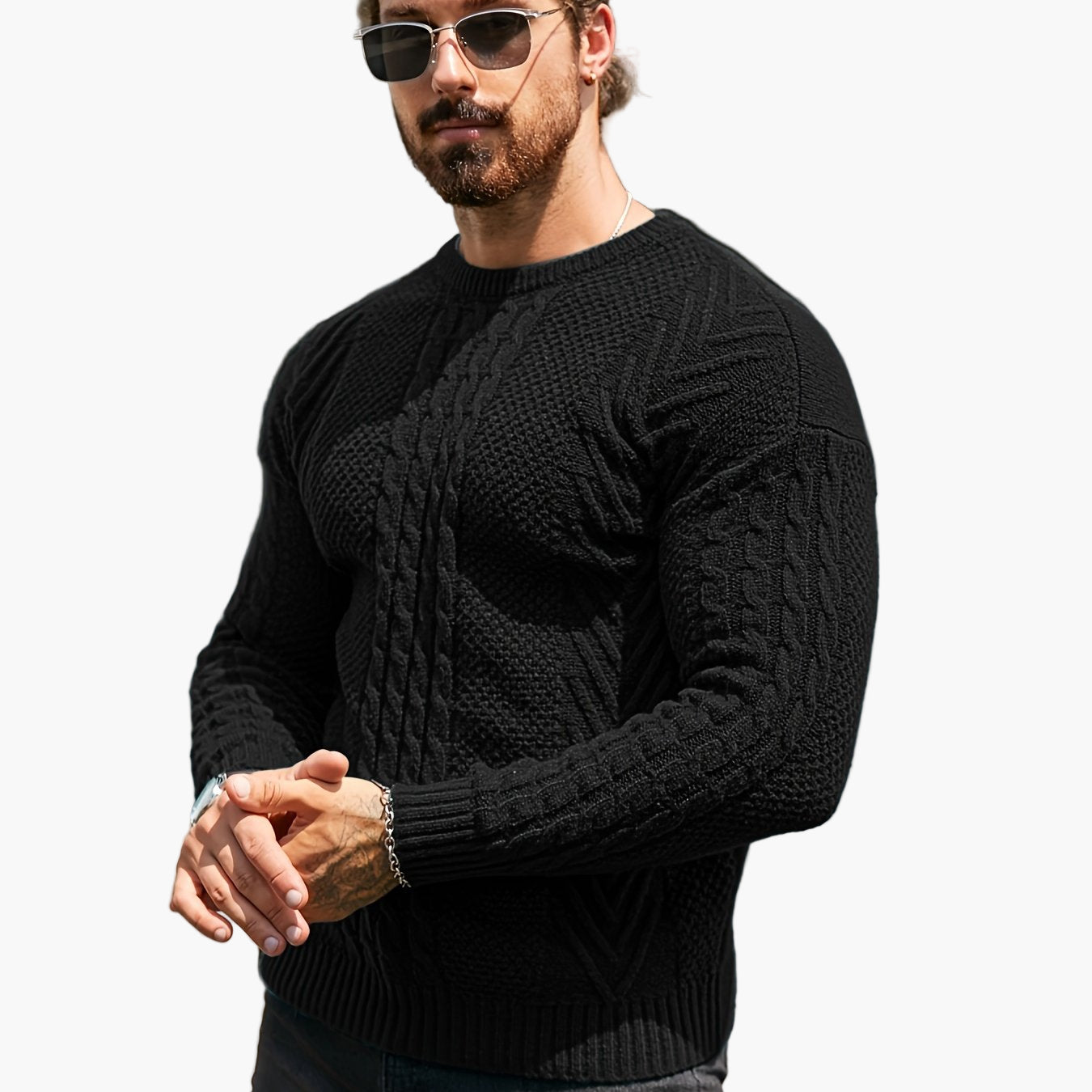 Men's knitted sweater in casual style – fashionable leisure sweater for autumn and winter