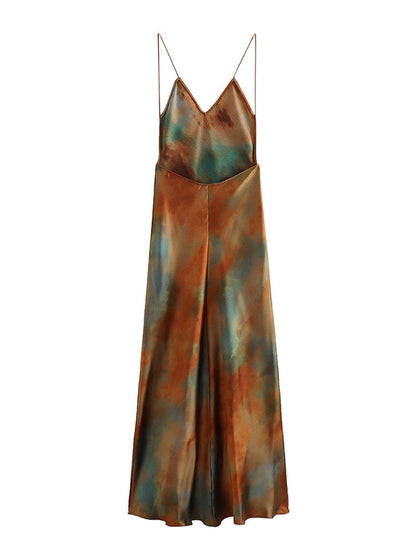 Barbara – Ärmelloses, gefärbtes Midikleid mit Tailleneinsatz
