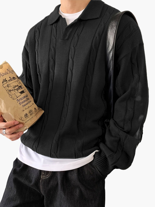 Men's Polo Knit Sweater in Casual Style – Fashionable Leisure Look for Everyday and Going Out