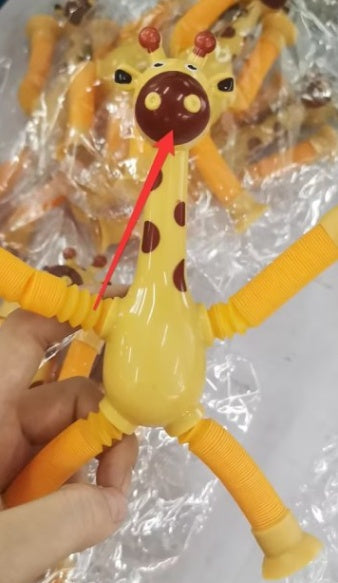 Kinder Cartoon Telescopic Giraffe Fidget Spielzeug mit Saugnapf – Stressabbau & Sensorischer Spaß