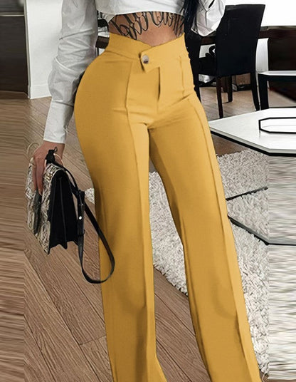 Tracy – Gerade Damenhose mit Schnalle und modischem Uni-Design