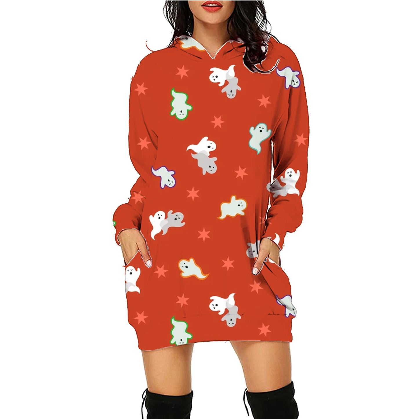 Women's Halloween Hoodie Dress – Funny Costume for Party, Decoration & Trick-or-Treat