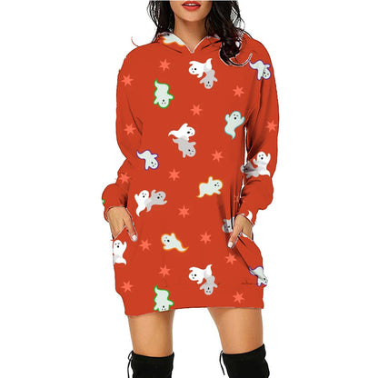 Women's Halloween Hoodie Dress – Funny Costume for Party, Decoration & Trick-or-Treat