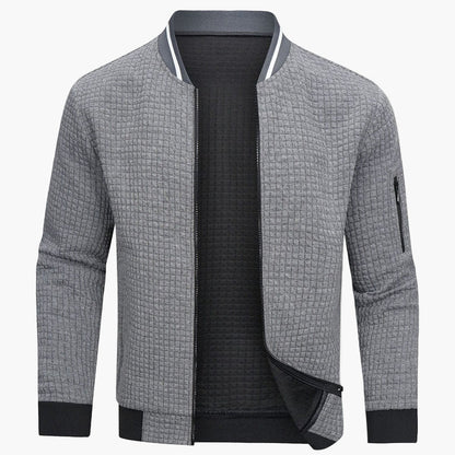 Men's bomber jacket modern urban casual jacket with check pattern and sleeve pocket