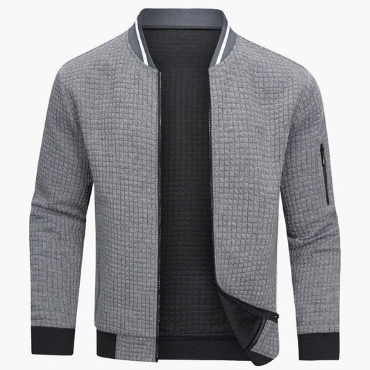 Men's bomber jacket modern urban casual jacket with check pattern and sleeve pocket
