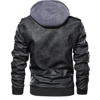 Men's biker jacket with hood in modern urban style – perfect for leisure and city use