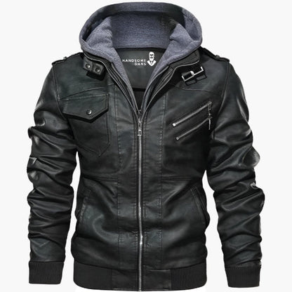 Men's biker jacket with hood in modern urban style – perfect for leisure and city use