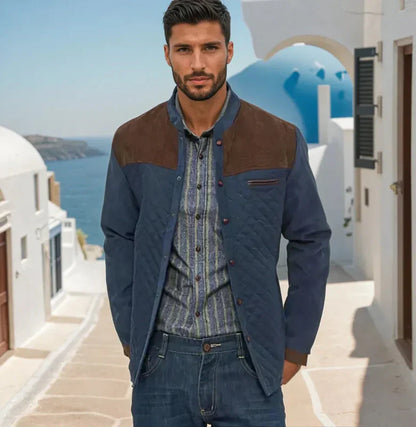 Men's quilted jacket in patchwork style – Elegant transitional jacket for everyday and leisure use