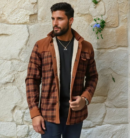 Herren Outdoor Freizeit Hemdjacke mit Fleece-Futter – Klassischer Karomuster Stil für Abenteuer und Alltag