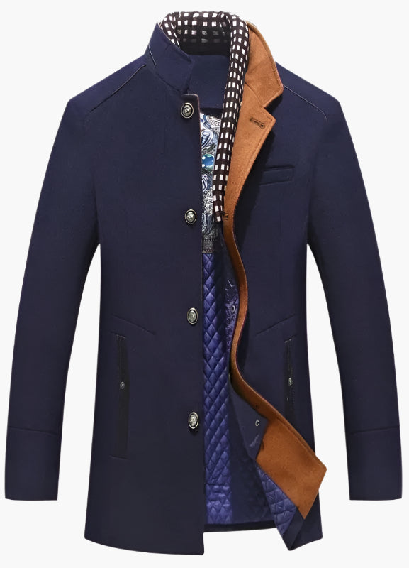 Men's Elegant Knightsman Coat – Stylish Slim Fit Winter Coat with Removable Collar