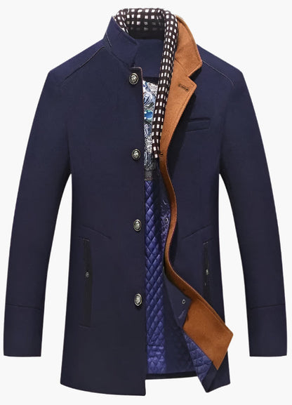 Men's Elegant Knightsman Coat – Stylish Slim Fit Winter Coat with Removable Collar