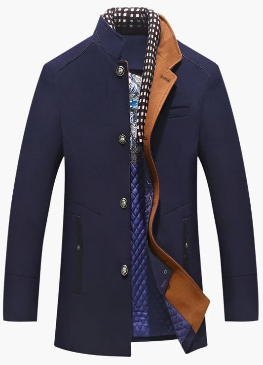 Men's Elegant Knightsman Coat – Stylish Slim Fit Winter Coat with Removable Collar