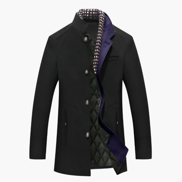 Men's Elegant Knightsman Coat – Stylish Slim Fit Winter Coat with Removable Collar