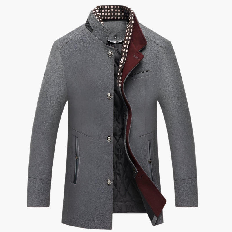 Men's Elegant Knightsman Coat – Stylish Slim Fit Winter Coat with Removable Collar