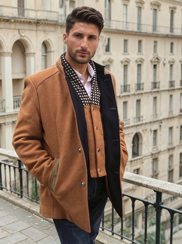Men's Elegant Knightsman Coat – Stylish Slim Fit Winter Coat with Removable Collar