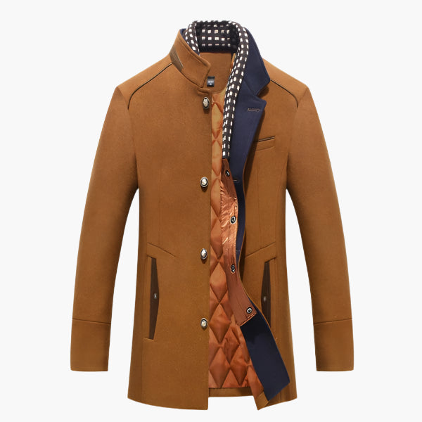 Men's Elegant Knightsman Coat – Stylish Slim Fit Winter Coat with Removable Collar