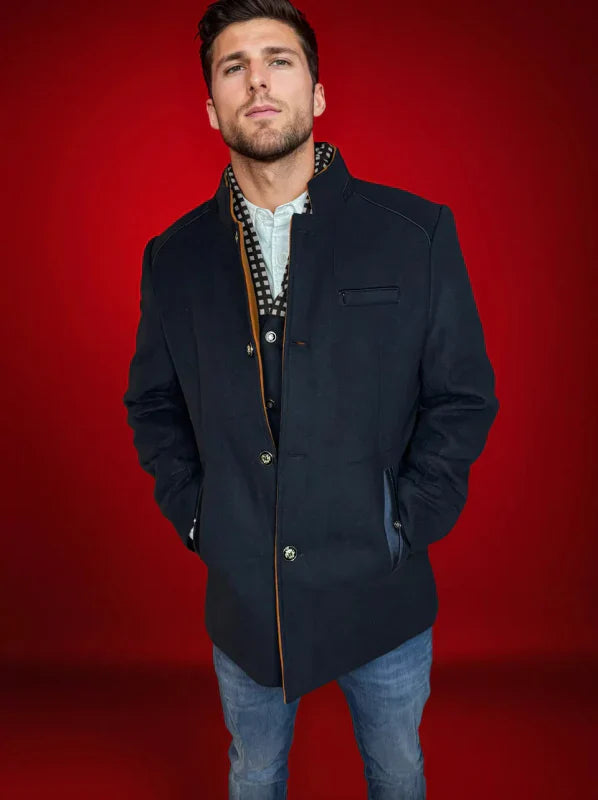 Men's Elegant Knightsman Coat – Stylish Slim Fit Winter Coat with Removable Collar