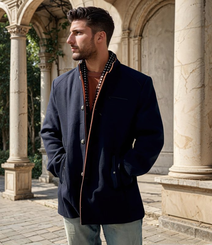 Men's Elegant Knightsman Coat – Stylish Slim Fit Winter Coat with Removable Collar
