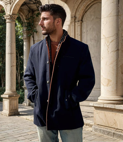 Men's Elegant Knightsman Coat – Stylish Slim Fit Winter Coat with Removable Collar